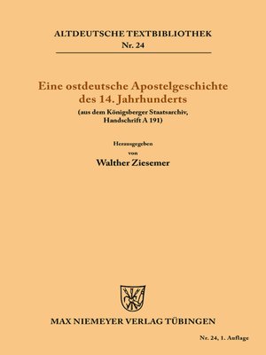 cover image of Eine ostdeutsche Apostelgeschichte des 14. Jahrhunderts